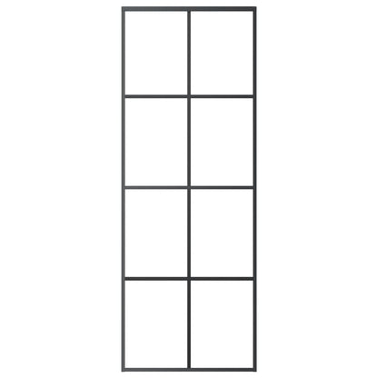 Schuifdeur 76x205 cm ESG-glas en aluminium zwart 1 76 x 205 cm Zwart