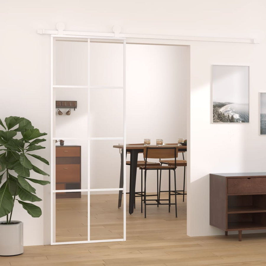 Schuifdeur Esg-Glas En Aluminium Wit 76 x 205 cm Doorzichtig