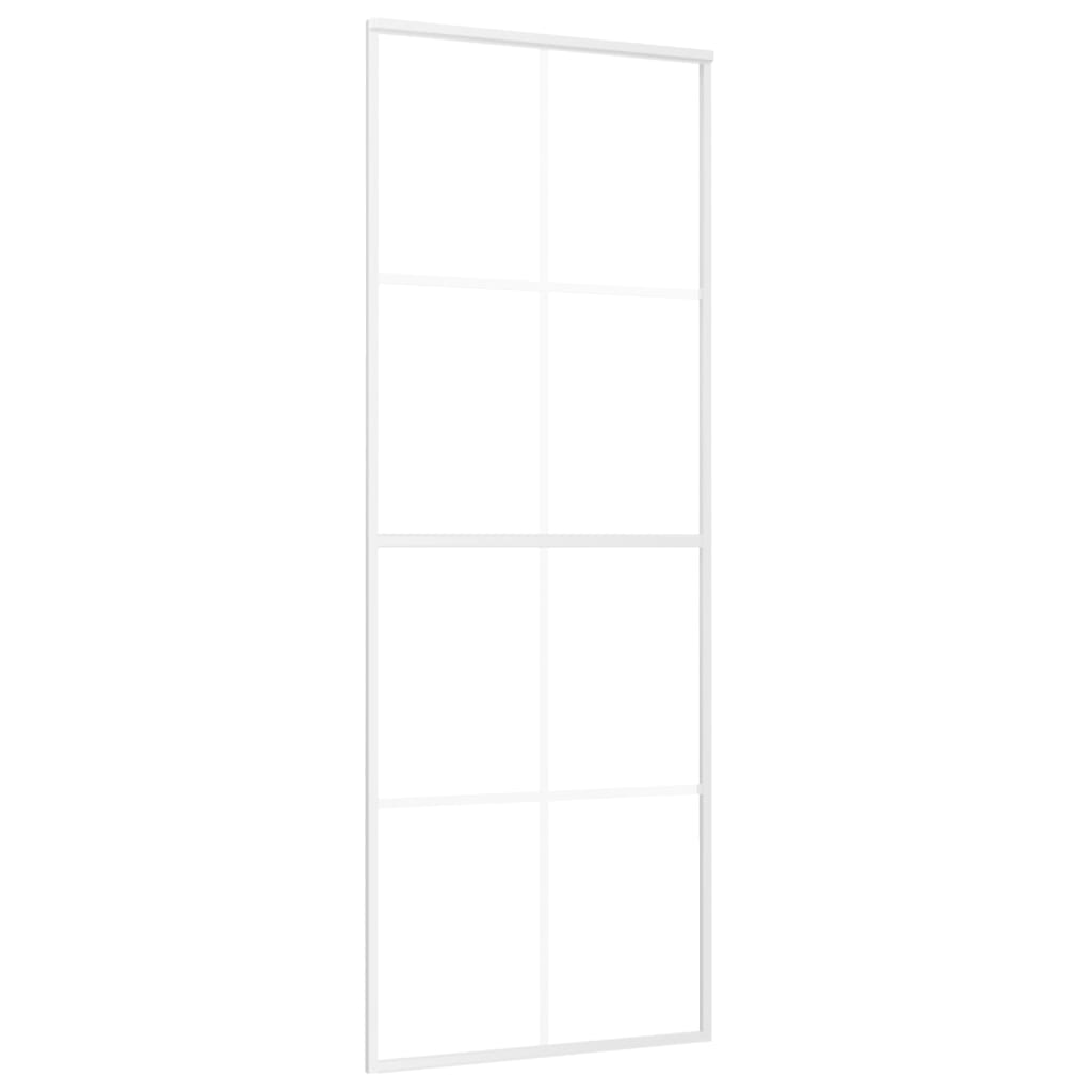 Schuifdeur 76x205 cm mat ESG-glas en aluminium wit 76 x 205 cm Mat