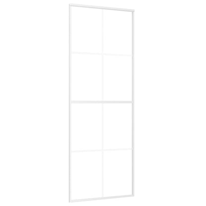Schuifdeur 76x205 cm mat ESG-glas en aluminium wit 76 x 205 cm Mat