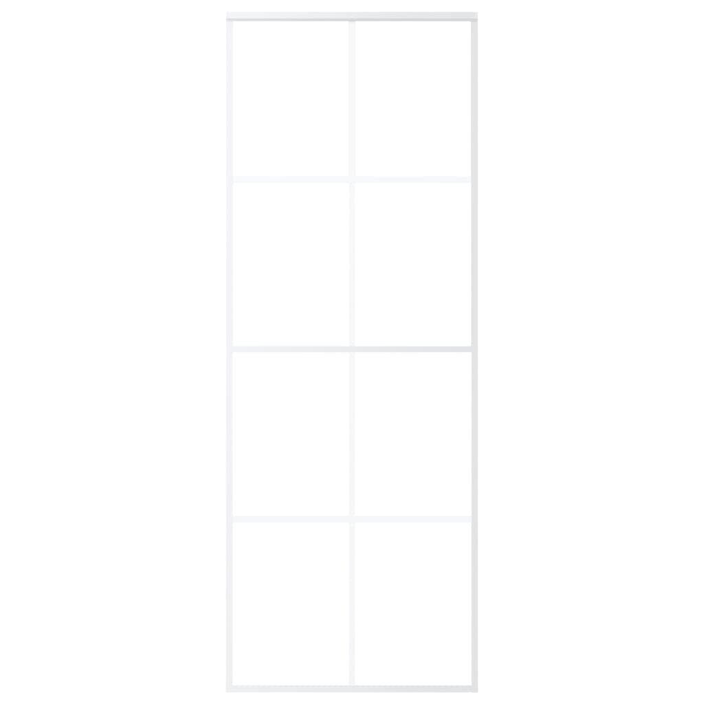 Schuifdeur 76x205 cm mat ESG-glas en aluminium wit 76 x 205 cm Mat