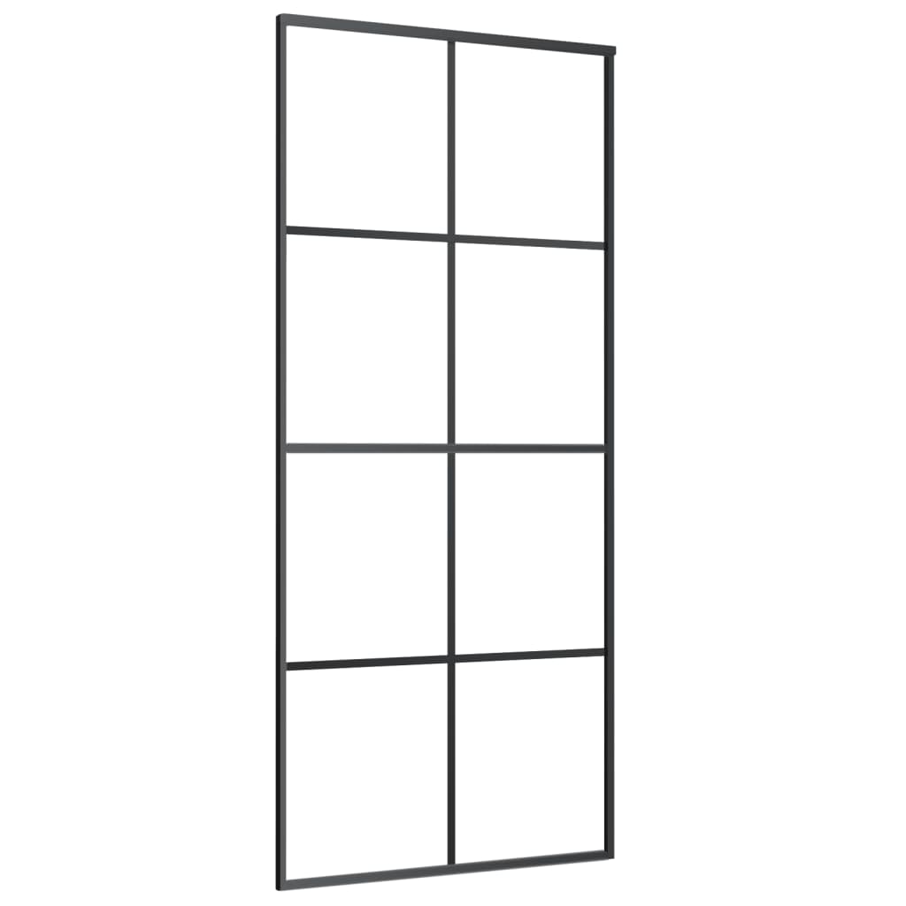 Schuifdeur 90x205 cm ESG-glas en aluminium zwart 1 90 x 205 cm Zwart