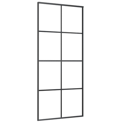 Schuifdeur 90x205 cm ESG-glas en aluminium zwart 1 90 x 205 cm Zwart