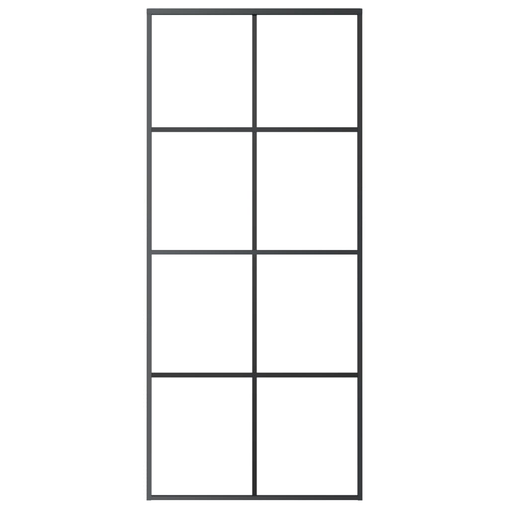 Schuifdeur 90x205 cm ESG-glas en aluminium zwart 1 90 x 205 cm Zwart