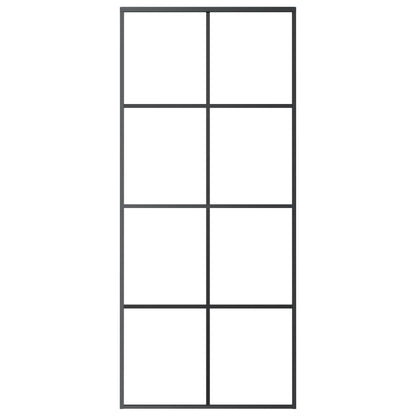 Schuifdeur 90x205 cm ESG-glas en aluminium zwart 1 90 x 205 cm Zwart