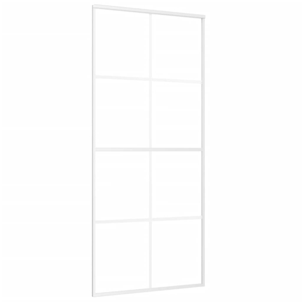 Schuifdeur 90x205 cm ESG-glas en aluminium wit 1 90 x 205 cm Wit