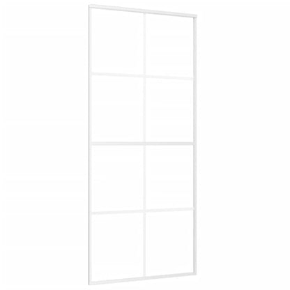 Schuifdeur 90x205 cm ESG-glas en aluminium wit 1 90 x 205 cm Wit