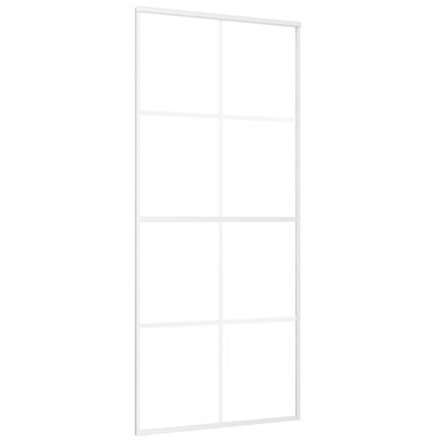 Schuifdeur 90x205 cm ESG-glas en aluminium wit 1 90 x 205 cm Wit