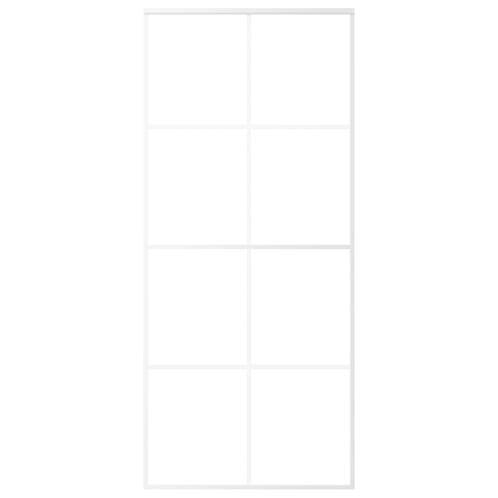 Schuifdeur 90x205 cm ESG-glas en aluminium wit 1 90 x 205 cm Wit
