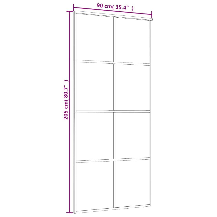 Schuifdeur 90x205 cm ESG-glas en aluminium wit 1 90 x 205 cm Wit