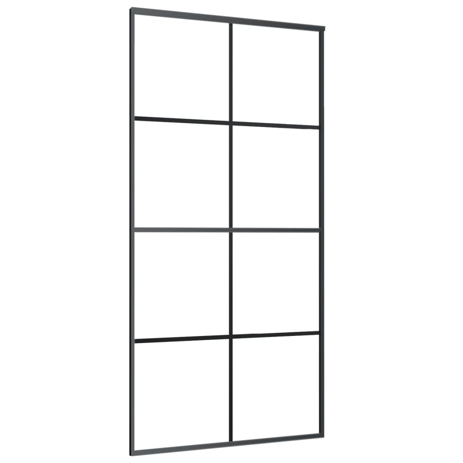 Schuifdeur 102,5x205 cm ESG-glas en aluminium zwart 102.5 x 205 cm Doorzichtig