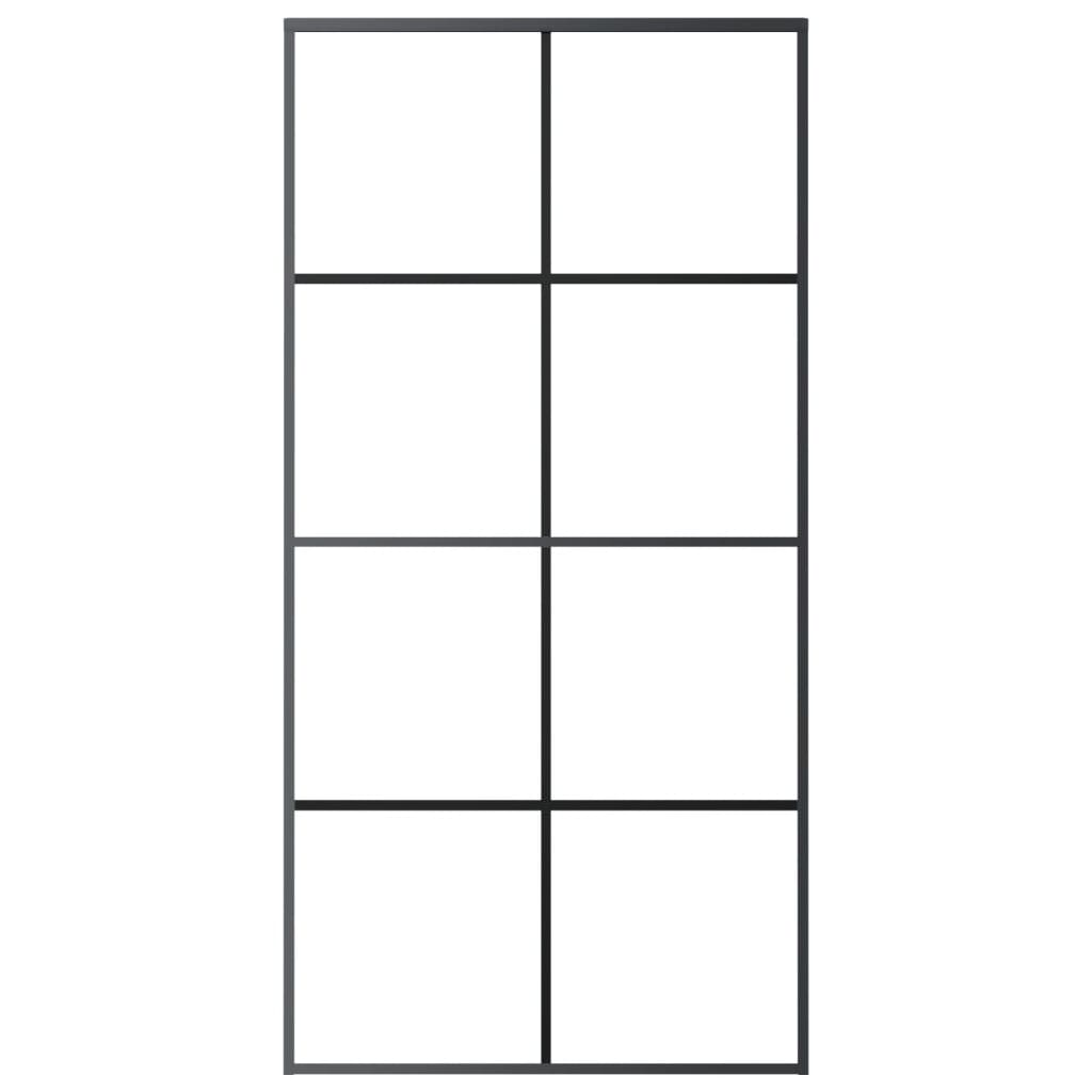 Schuifdeur 102,5x205 cm ESG-glas en aluminium zwart 102.5 x 205 cm Doorzichtig