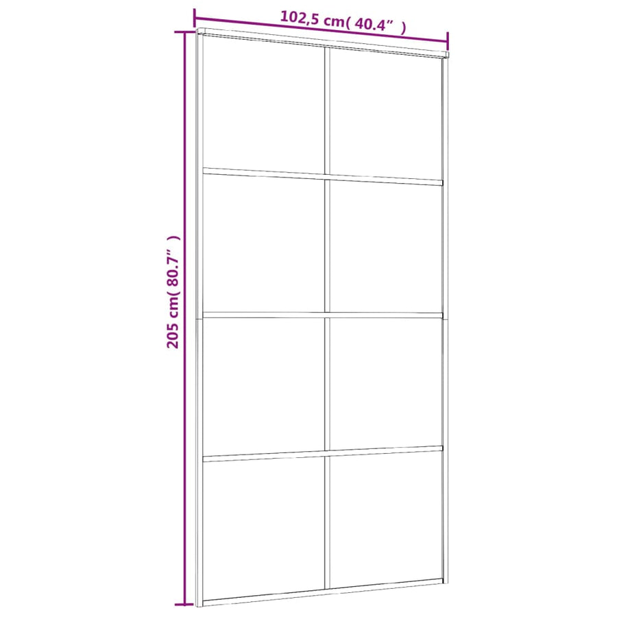Schuifdeur 102,5x205 cm ESG-glas en aluminium wit 102.5 x 205 cm Doorzichtig