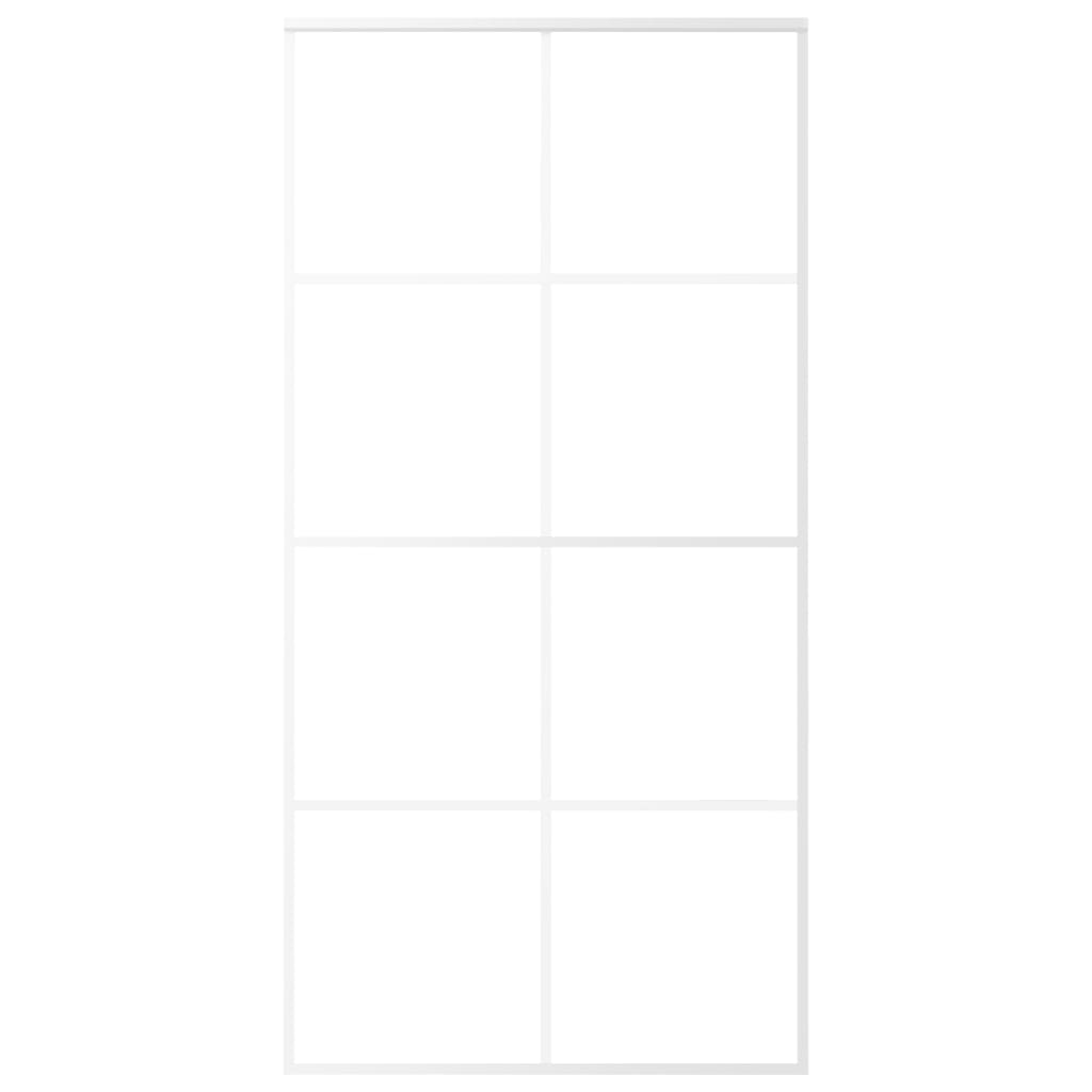 Schuifdeur 102,5x205 cm mat ESG-glas en aluminium wit 102.5 x 205 cm Mat