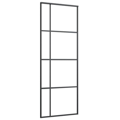 Schuifdeur Esg-Glas En Aluminium Zwart 76 x 205 cm Doorzichtig