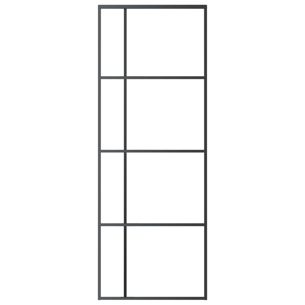 Schuifdeur Esg-Glas En Aluminium Zwart 76 x 205 cm Doorzichtig