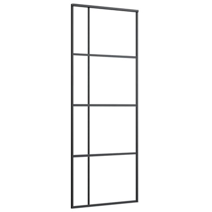 Schuifdeur 76x205 cm mat ESG-glas en aluminium zwart 76 x 205 cm Mat