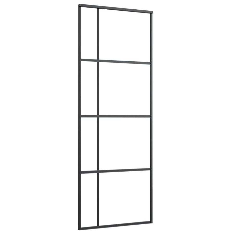 Schuifdeur 76x205 cm mat ESG-glas en aluminium zwart 76 x 205 cm Mat