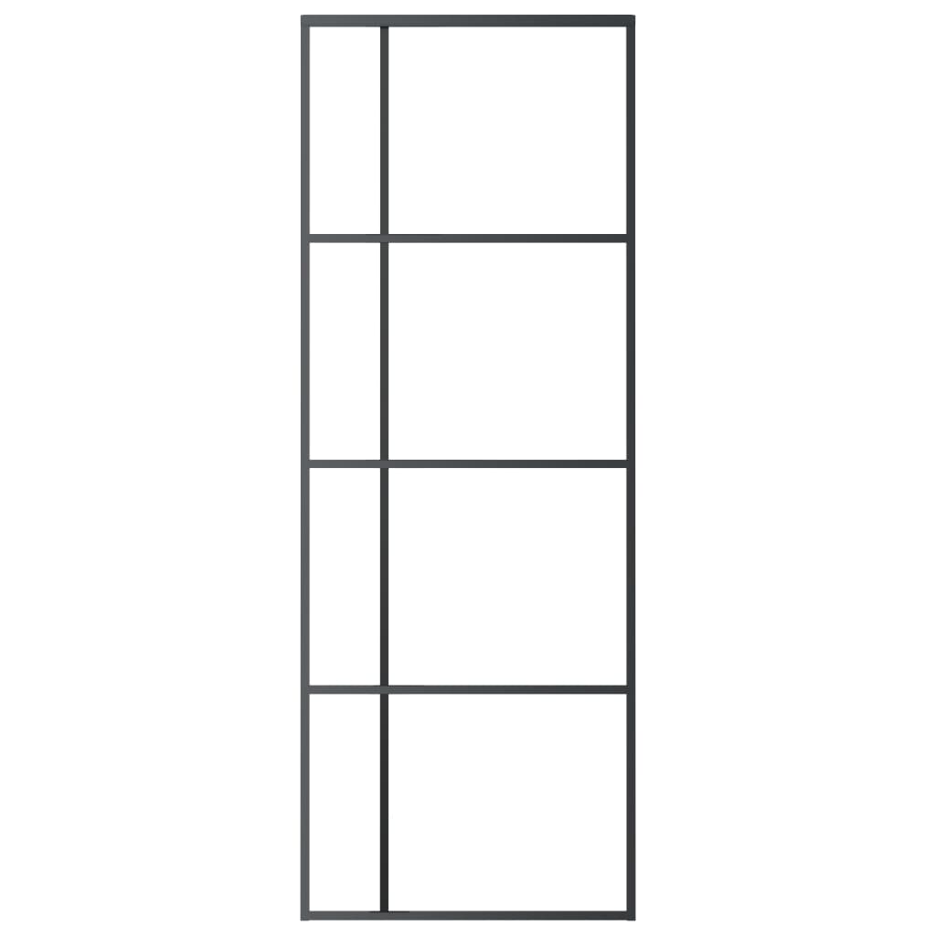 Schuifdeur 76x205 cm mat ESG-glas en aluminium zwart 76 x 205 cm Mat