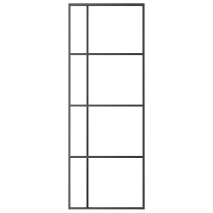 Schuifdeur 76x205 cm mat ESG-glas en aluminium zwart 76 x 205 cm Mat
