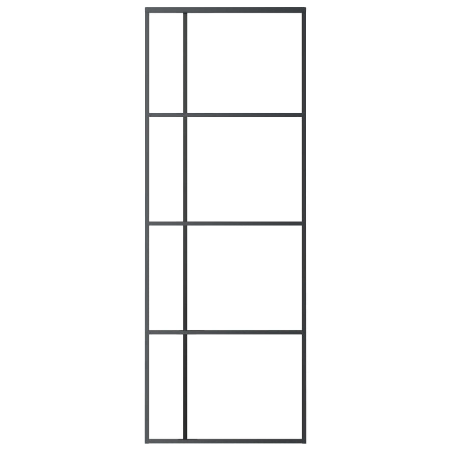 Schuifdeur 76x205 cm mat ESG-glas en aluminium zwart 76 x 205 cm Mat