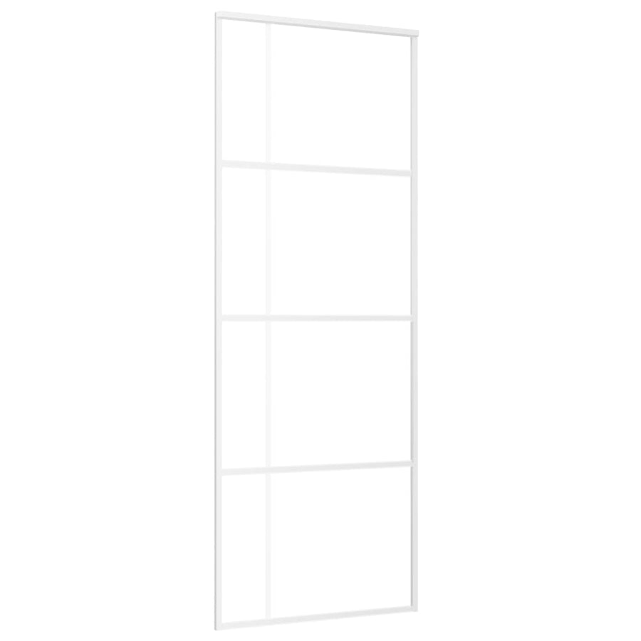 Schuifdeur 76x205 cm mat ESG-glas en aluminium wit 76 x 205 cm Mat