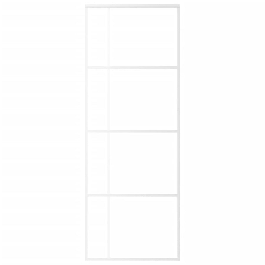 Schuifdeur 76x205 cm mat ESG-glas en aluminium wit 76 x 205 cm Mat