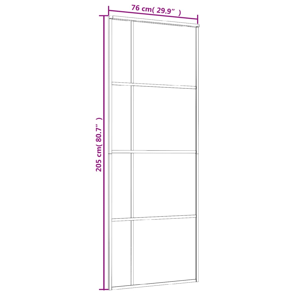 Schuifdeur 76x205 cm mat ESG-glas en aluminium wit 76 x 205 cm Mat