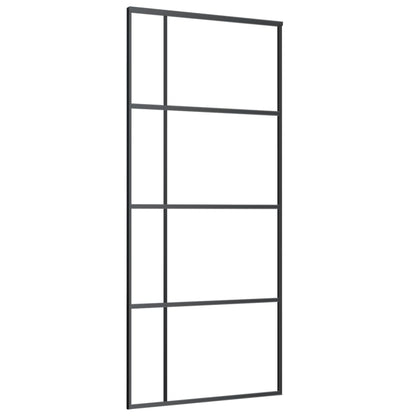 Schuifdeur 90x205 cm ESG-glas en aluminium zwart 90 x 205 cm Doorzichtig