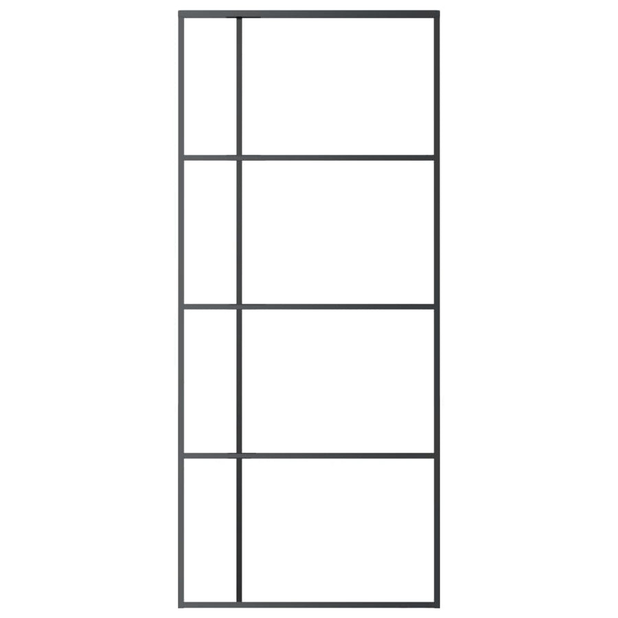 Schuifdeur 90x205 cm ESG-glas en aluminium zwart 90 x 205 cm Doorzichtig