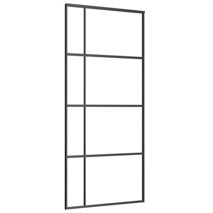 Schuifdeur 90x205 cm mat ESG-glas en aluminium zwart 90 x 205 cm Mat