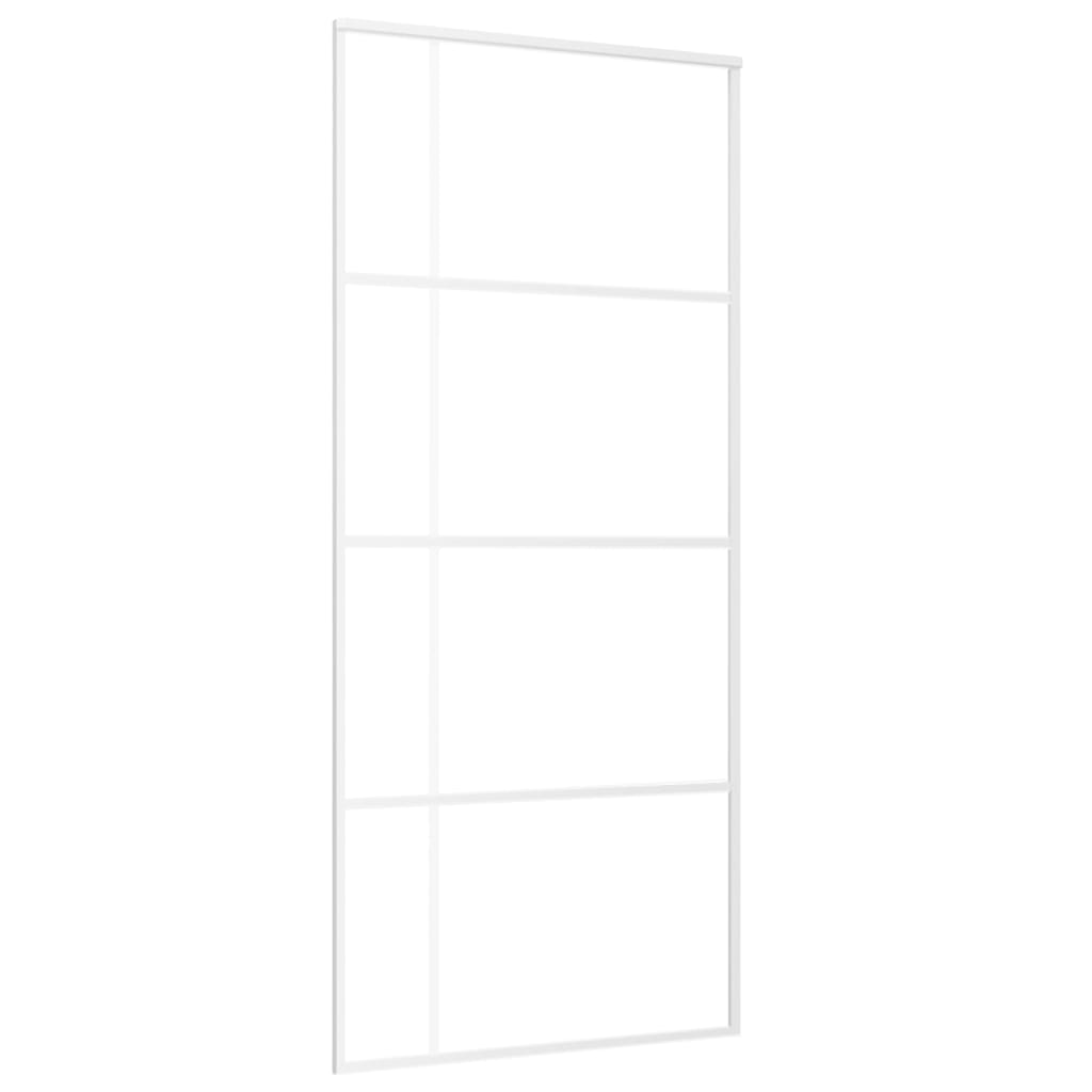 Schuifdeur 90X205 Cm Esg-Glas En Aluminium Wit Zwart