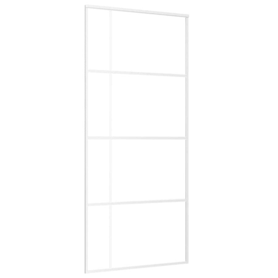 Schuifdeur 90X205 Cm Esg-Glas En Aluminium Wit Zwart