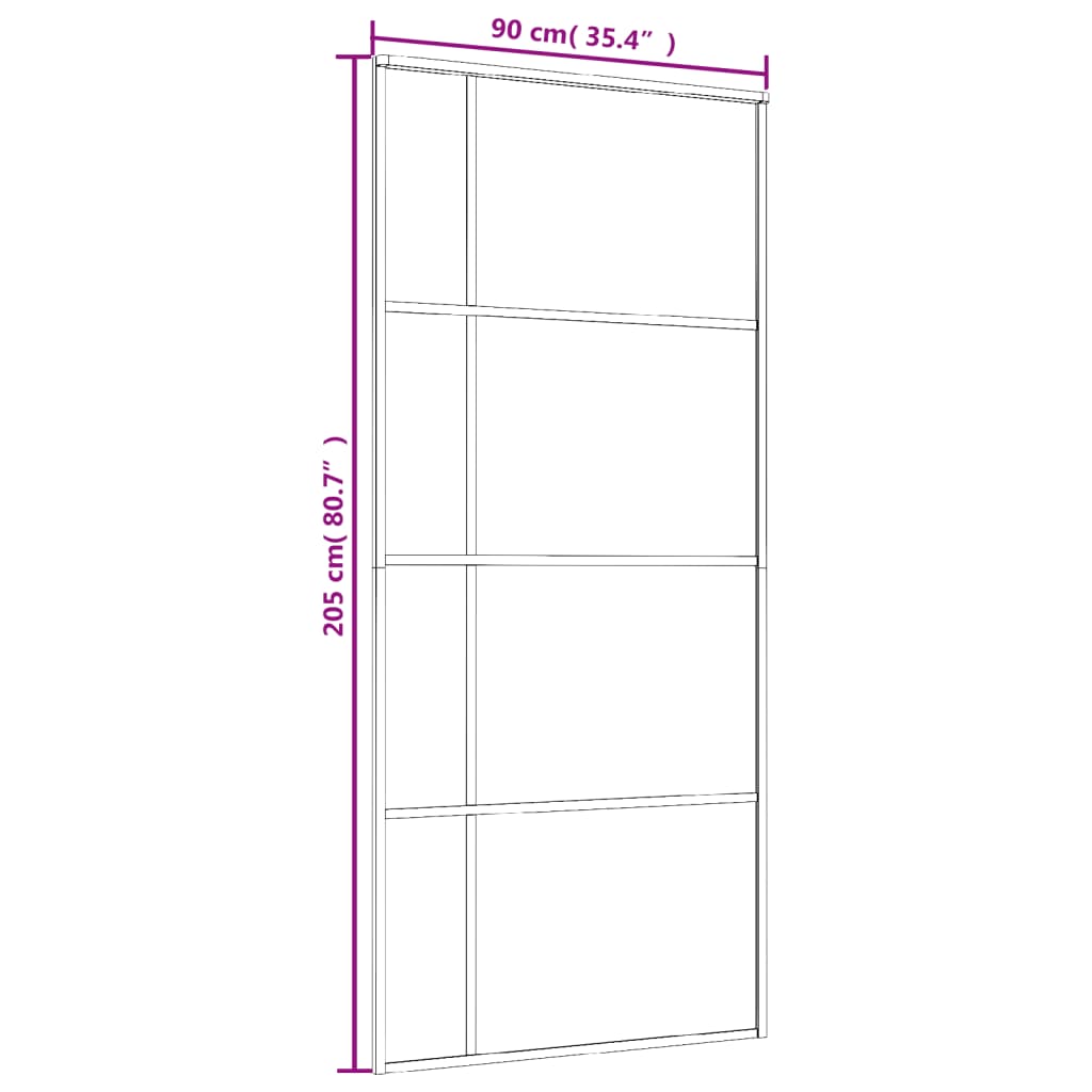 Schuifdeur 90X205 Cm Esg-Glas En Aluminium Wit Zwart