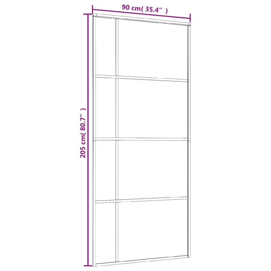 Schuifdeur 90X205 Cm Esg-Glas En Aluminium Wit Zwart