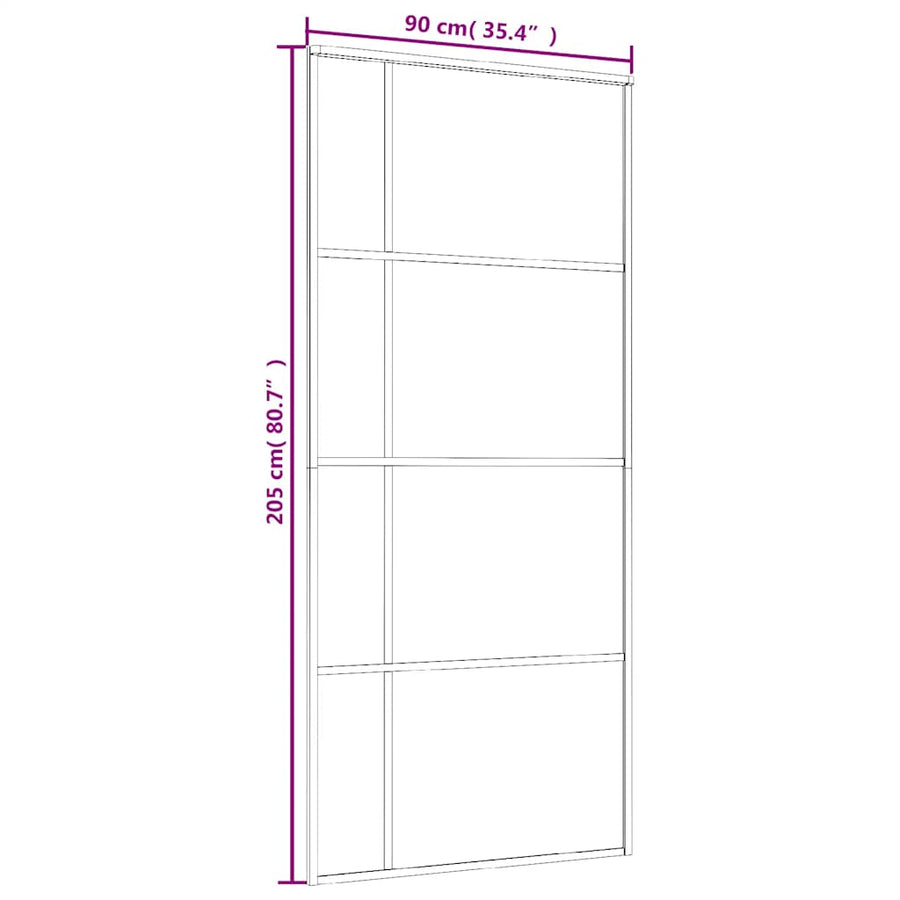 Schuifdeur 90X205 Cm Esg-Glas En Aluminium Wit Zwart