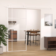 Schuifdeur 90x205 cm ESG-glas aluminium wit zwart