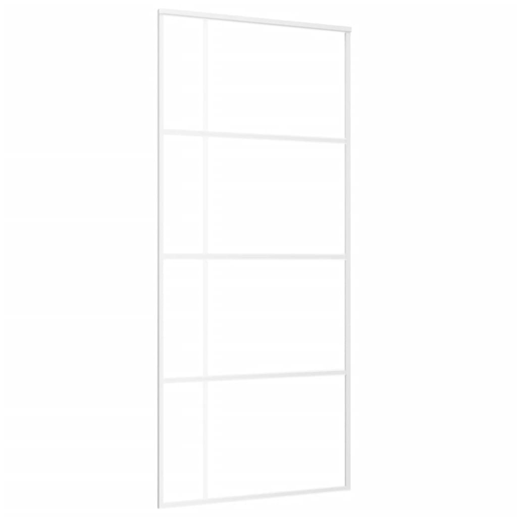 Schuifdeur 90x205 cm mat ESG-glas en aluminium wit 90 x 205 cm Mat