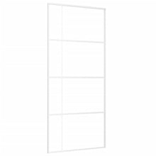 Schuifdeur 90x205 cm mat ESG-glas en aluminium wit 90 x 205 cm Mat