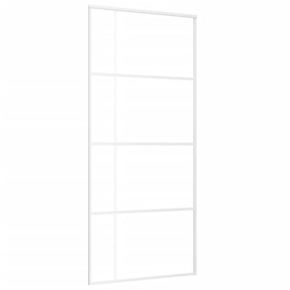 Schuifdeur 90x205 cm mat ESG-glas en aluminium wit 90 x 205 cm Mat