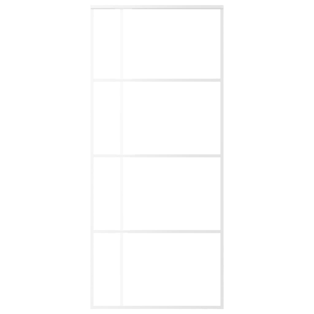 Schuifdeur 90x205 cm mat ESG-glas en aluminium wit 90 x 205 cm Mat