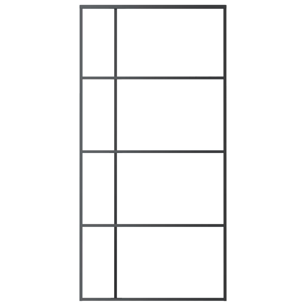 Schuifdeur 102,5x205 cm ESG-glas en aluminium zwart 102.5 x 205 cm Zwart