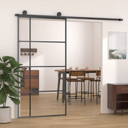 Schuifdeur 102,5x205 cm ESG-glas aluminium zwart