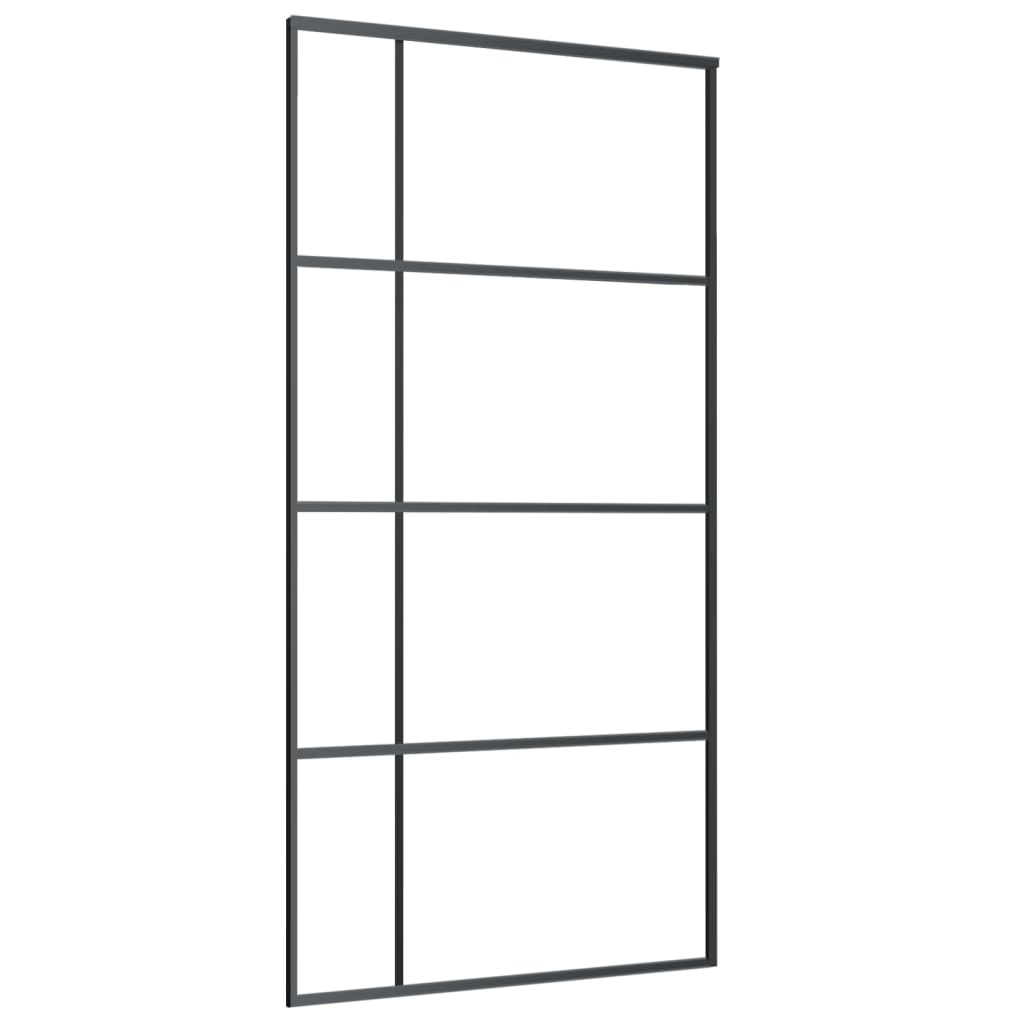 Schuifdeur 102,5x205 cm mat ESG-glas en aluminium zwart 102.5 x 205 cm Mat