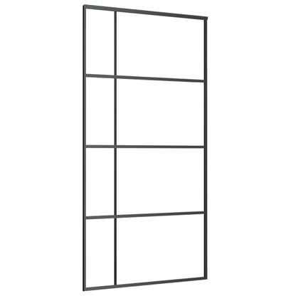 Schuifdeur 102,5x205 cm mat ESG-glas en aluminium zwart 102.5 x 205 cm Mat