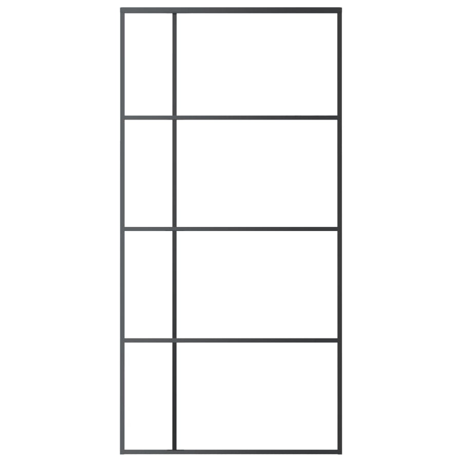Schuifdeur 102,5x205 cm mat ESG-glas en aluminium zwart 102.5 x 205 cm Mat