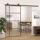 Schuifdeur 102,5x205 cm mat ESG-glas aluminium zwart
