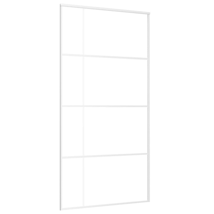 Schuifdeur 02,5X205 Cm Esg-Glas En Aluminium Wit 102.5 x 205 cm Doorzichtig