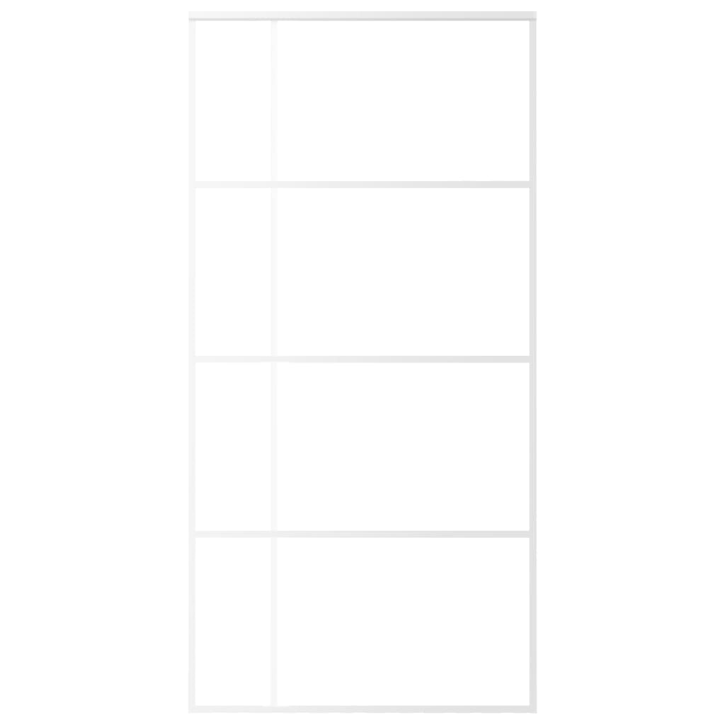 Schuifdeur 02,5X205 Cm Esg-Glas En Aluminium Wit 102.5 x 205 cm Doorzichtig