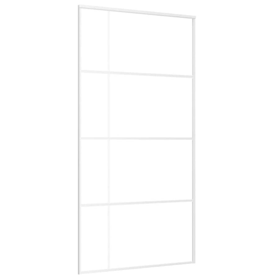 Schuifdeur 102,5x205 cm mat ESG-glas en aluminium wit 102.5 x 205 cm Mat